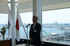 Photo: Mr. Akihiko Hattori, the Executive Vice President of Nagoya Port Authority, gives his inauguration speech.