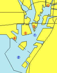 Map: Radiation level in the atmosphere is measured at Garden Pier, Kinjo Pier, Tobisima Pier and Nabeta Pier. Radioactivity in the seawater is measured at south side of Kinjo Pier and outside of Hightide breakwater.