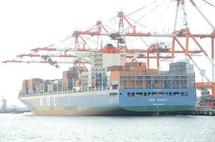 Photo: The MOL BRAVO and gantry cranes