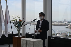 Mr. Kamata is expressing determination during inagural ceremony.